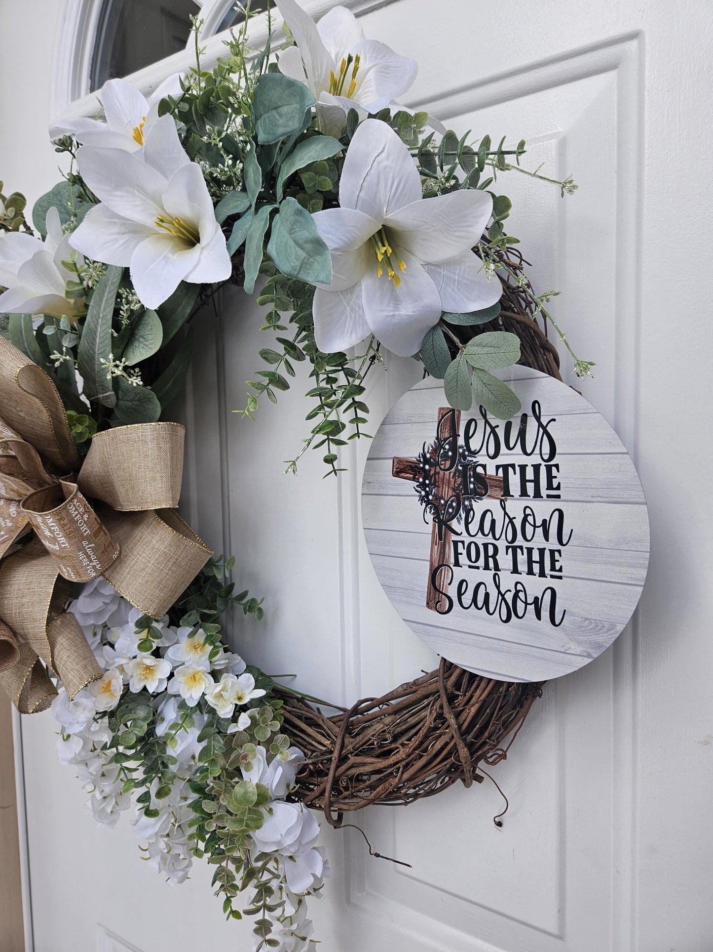 Jesus is the Reason for the Season Wreath, Religious Wreath, Religious Floral Wreath