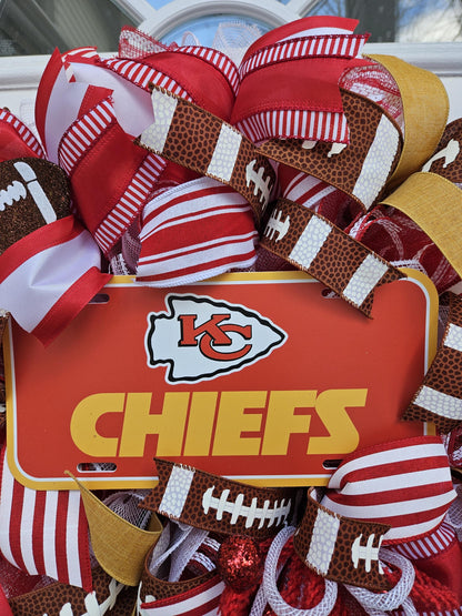 Kansas City Chiefs Wreath, Football Lover, Front Door Decor, Man Cave