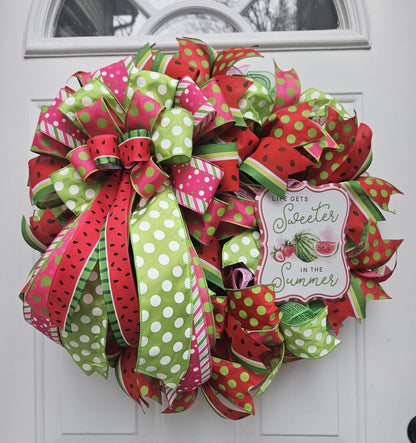 Watermelon Wreath, Life Gets Sweeter in the Summer, Summer Wreath, Cute Wreath, Welcome Wreath, Welcome Summer Wreath
