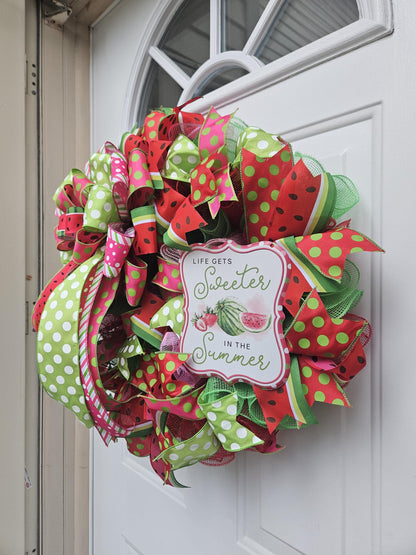Watermelon Wreath, Life Gets Sweeter in the Summer, Summer Wreath, Cute Wreath, Welcome Wreath, Welcome Summer Wreath